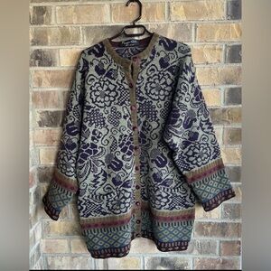 Vintage Maggie Multicolor chunky long sleeve cardigan size XL made in England